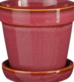 Mica Decorations Blumentopf mit Untersetzer Clint rosa D 15 H 13 cm