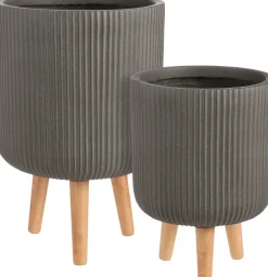 Mica Decorations Blumentopf mit Füßen Nuovo D 30,5 H 46 cm braun