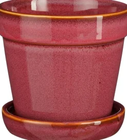 Mica Decorations Blumentopf mit Untersetzer Clint rosa D 13 H 11 cm