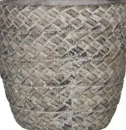 Mica Decorations Blumentopf Alma rund D 15 cm H 15 cm hellgrau