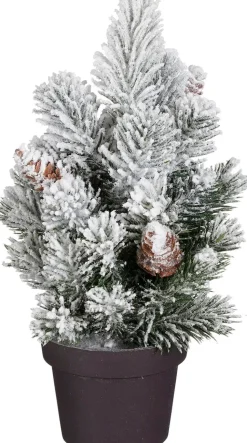 Mica Decorations Mini-Weihnachtsbaum Ivo mit Schnee und Zapfen D 7,5 H 24 cm