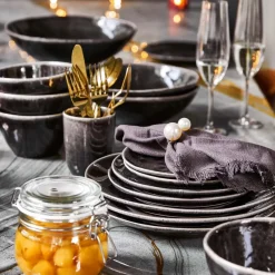 Mica Decorations Teller Tabo schwarz D 26,5 H 3 cm