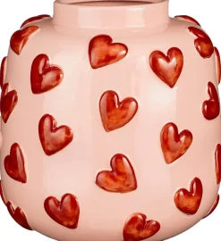 Mica Decorations Vase Hearts rosa / rot D 28,5 H 28 cm