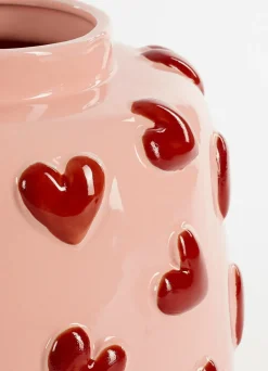 Mica Decorations Vase Hearts rosa / rot D 28,5 H 28 cm