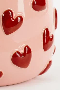 Mica Decorations Vase Hearts rosa / rot D 28,5 H 28 cm