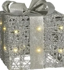 Mica Decorations Weihnachtsdeko Geschenk silber 15 x 15 x 18 cm