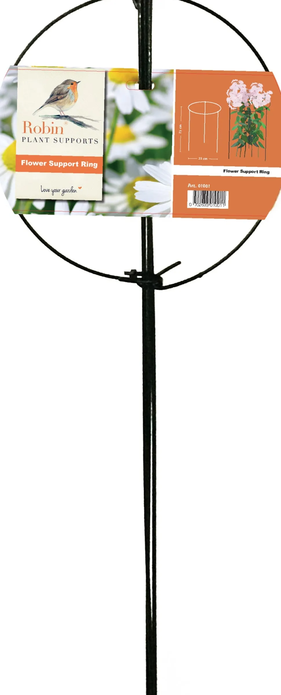 Peacock Stützring mit 3 Stäben grün D 25 H 75 cm