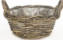 Pflanzkorb mit Henkeln grau-braun D 35 cm H 15 cm