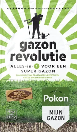 Pokon 3-in-1 Rasensamen, Rasendünger & Bodenverbesserer 4 kg