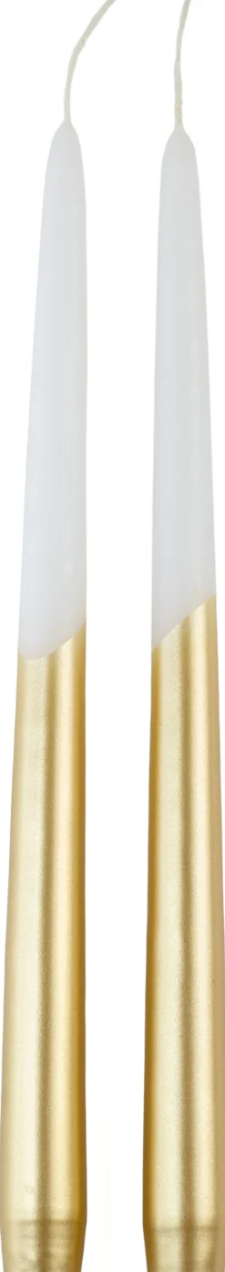 Rustik Lys Stabkerzen Dip weiß/gold 8 Std. 2 St.