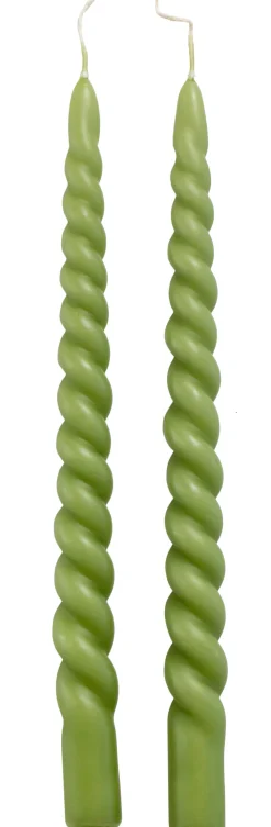 Rustik Lys Stabkerzen Swirl grün 8,5 Std. 2 St.