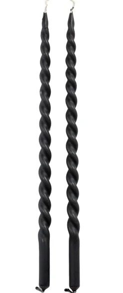 Rustik Lys Stabkerzen Swirl schwarz 4 Std. 2 St.