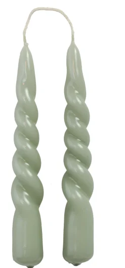 Rustik Lys Stabkerzen Swirl mini grün 4 Std. 2 St.