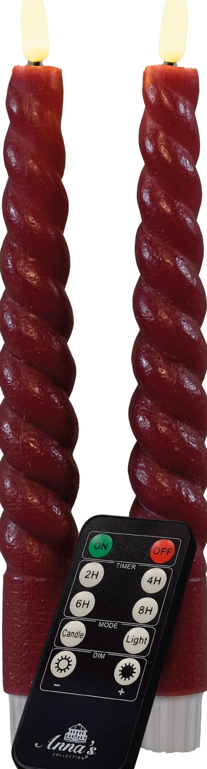 Rustik Lys Stabkerzen Swirl bordeaux 8,5 Std. 2 St.