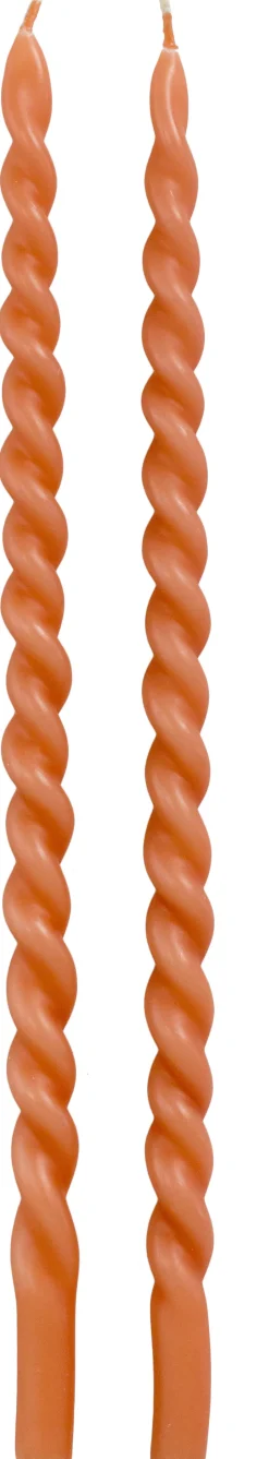 Rustik Lys Stabkerzen Swirl terracotta 4 Std. 2 St.