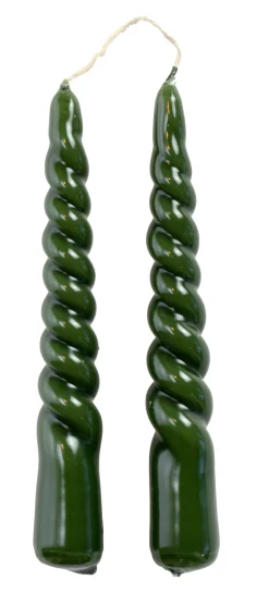 Rustik Lys Stabkerzen Swirl mini grün 4 Std. 2 St.