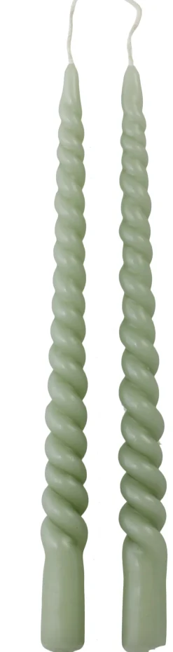 Rustik Lys Stabkerzen Swirl grün 8,5 Std. 2 St.