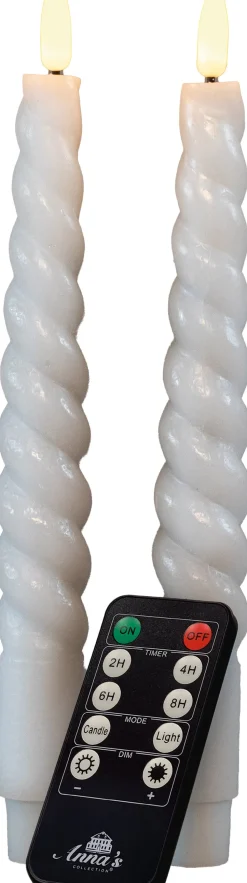 Rustik Lys Stabkerzen Swirl weiß 8,5 Std. 2 St.