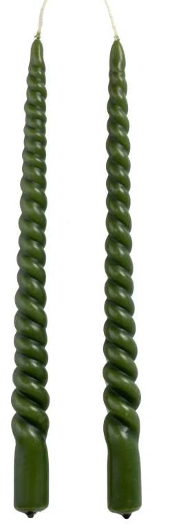 Rustik Lys Stabkerzen Swirl grün 8,5 Std. 2 St.