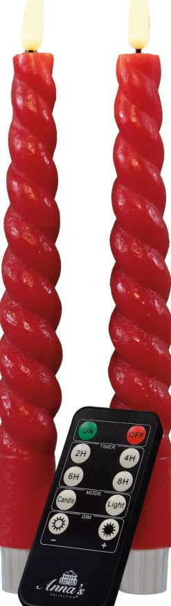 Rustik Lys Stabkerzen Swirl rot 8,5 Std. 2 St.