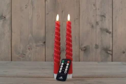 Rustik Lys Stabkerzen Swirl rot 8,5 Std. 2 St.