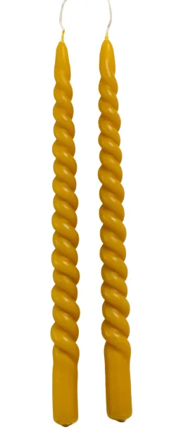 Rustik Lys Stabkerzen Swirl gelb 8,5 Std. 2 St.