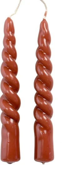 Rustik Lys Stabkerzen Swirl mini rot 4 Std. 2 St.