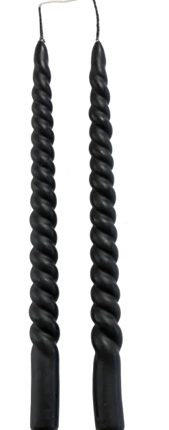 Rustik Lys Stabkerzen Swirl schwarz 8,5 Std. 2 St.