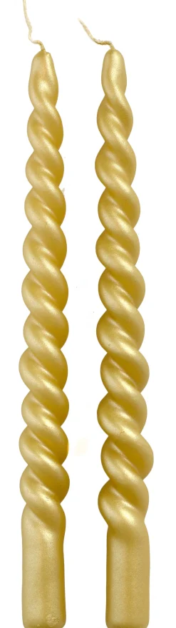 Rustik Lys Stabkerzen Swirl gold 8,5 Std. 2 St.