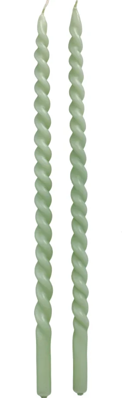 Rustik Lys Stabkerzen Swirl grün 4 Std. 2 St.