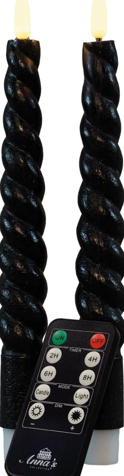 Rustik Lys Stabkerzen Swirl schwarz 8,5 Std. 2 St.