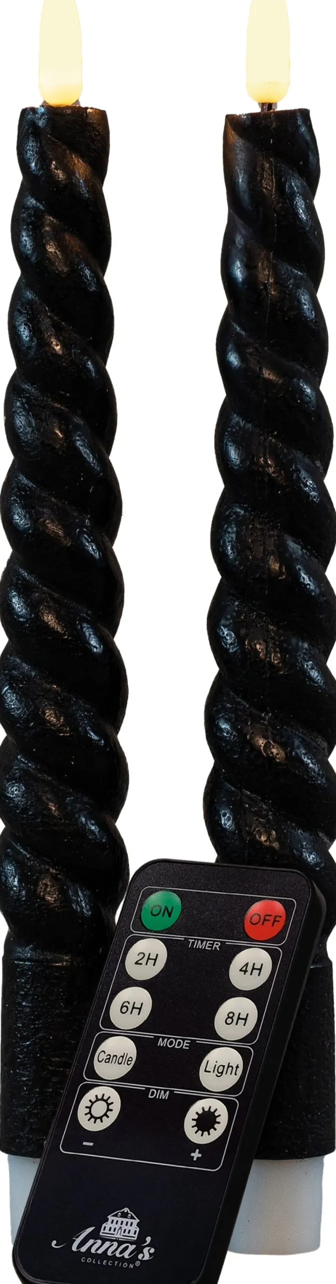 Rustik Lys Stabkerzen Swirl schwarz 8,5 Std. 2 St.