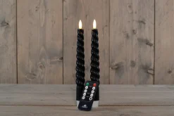 Rustik Lys Stabkerzen Swirl schwarz 8,5 Std. 2 St.