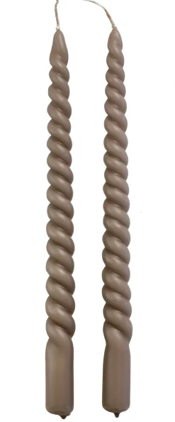 Rustik Lys Stabkerzen Swirl taupe 8,5 Std. 2 St.
