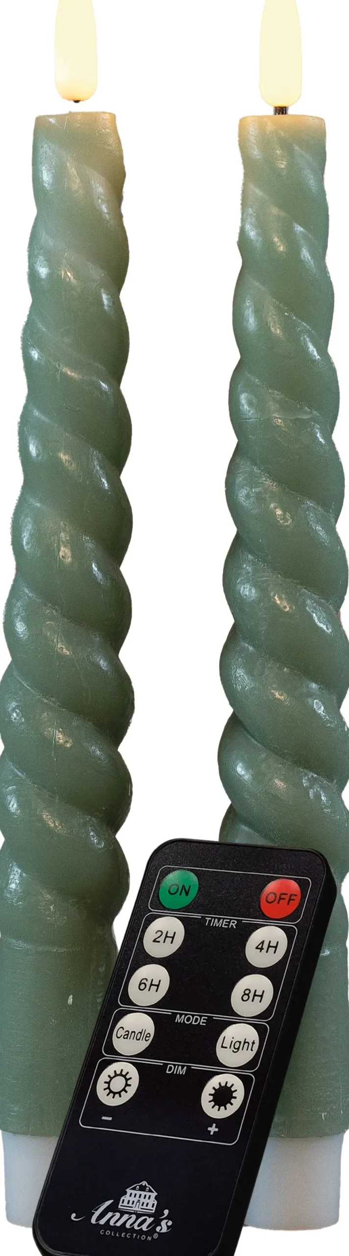 Rustik Lys Stabkerzen Swirl grün 8,5 Std. 2 St.