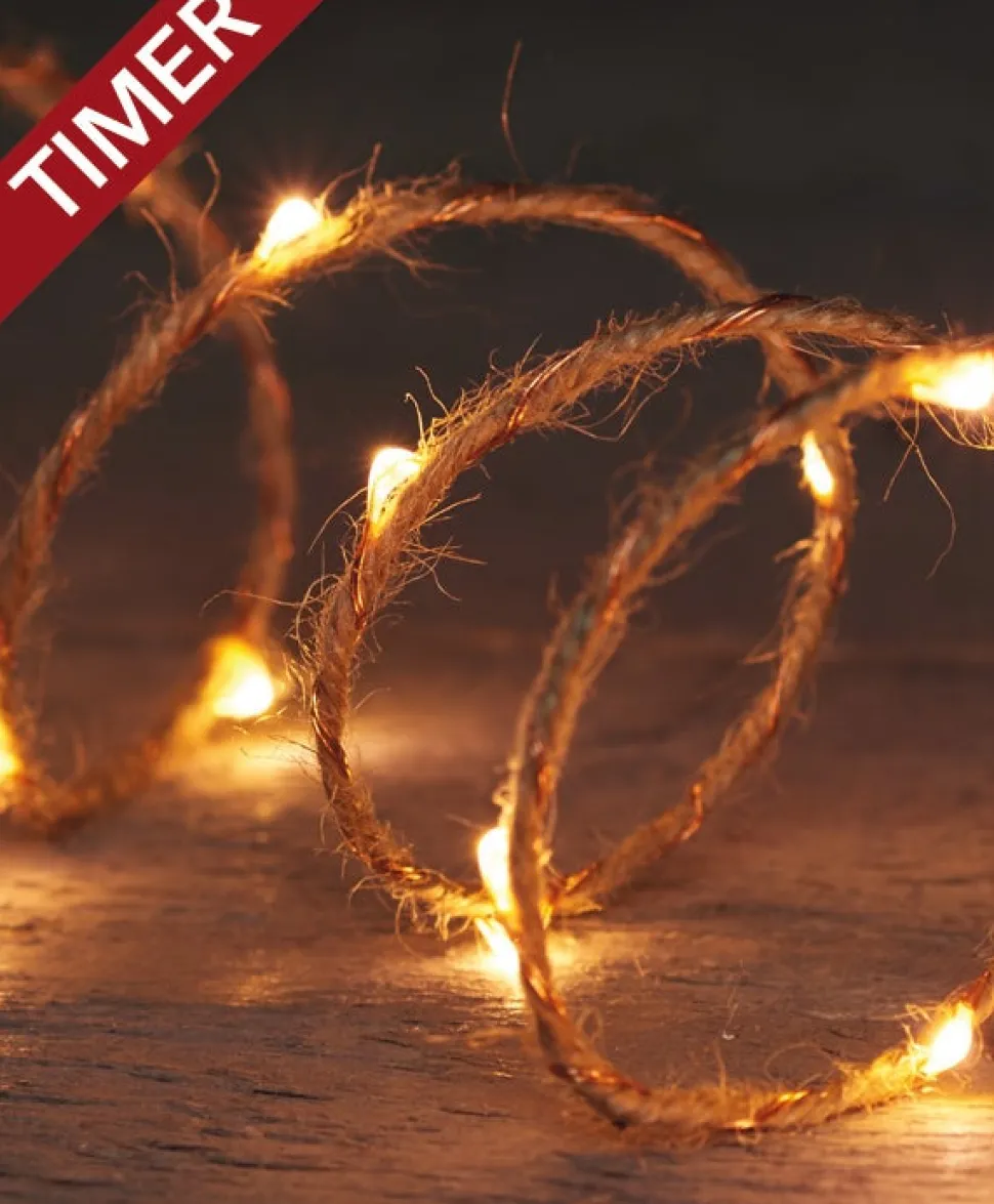 Seil-Lichterkette kupfer 2 m mit 40 LEDs klassisch warm