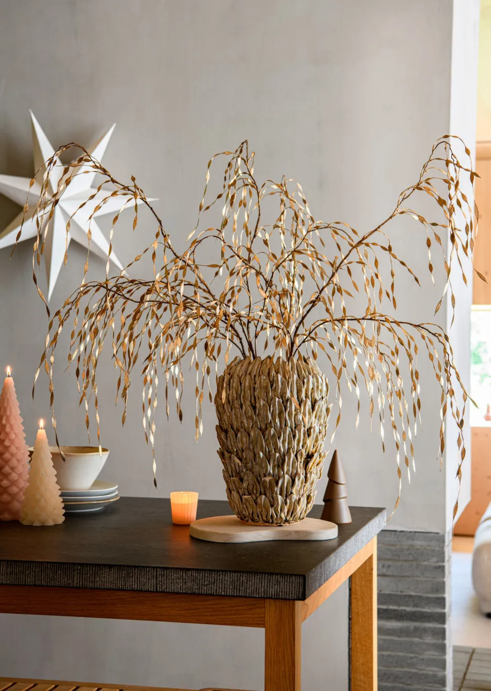 Silk-Ka Kunstzweig Ziergras gold 119 cm
