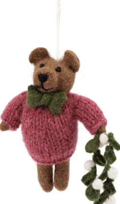 Sjaal met Verhaal Weihnachtsanhänger Herr Bär bordeaux / braun 13 x 9 x 5 cm