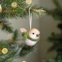 Sjaal met Verhaal Weihnachtsbaumschmuck Vogel creme 8 x 12 x 6 cm