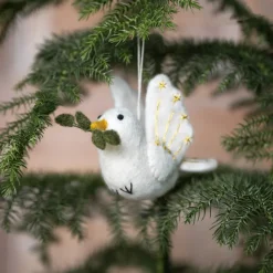 Sjaal met Verhaal Weihnachtsanhänger Friedentaube weiß 9 x 5 x 12 cm