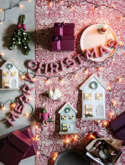 Sjaal met Verhaal Weihnachtsgirlande Merry Christmas rosa 20 x 30 x 5 cm