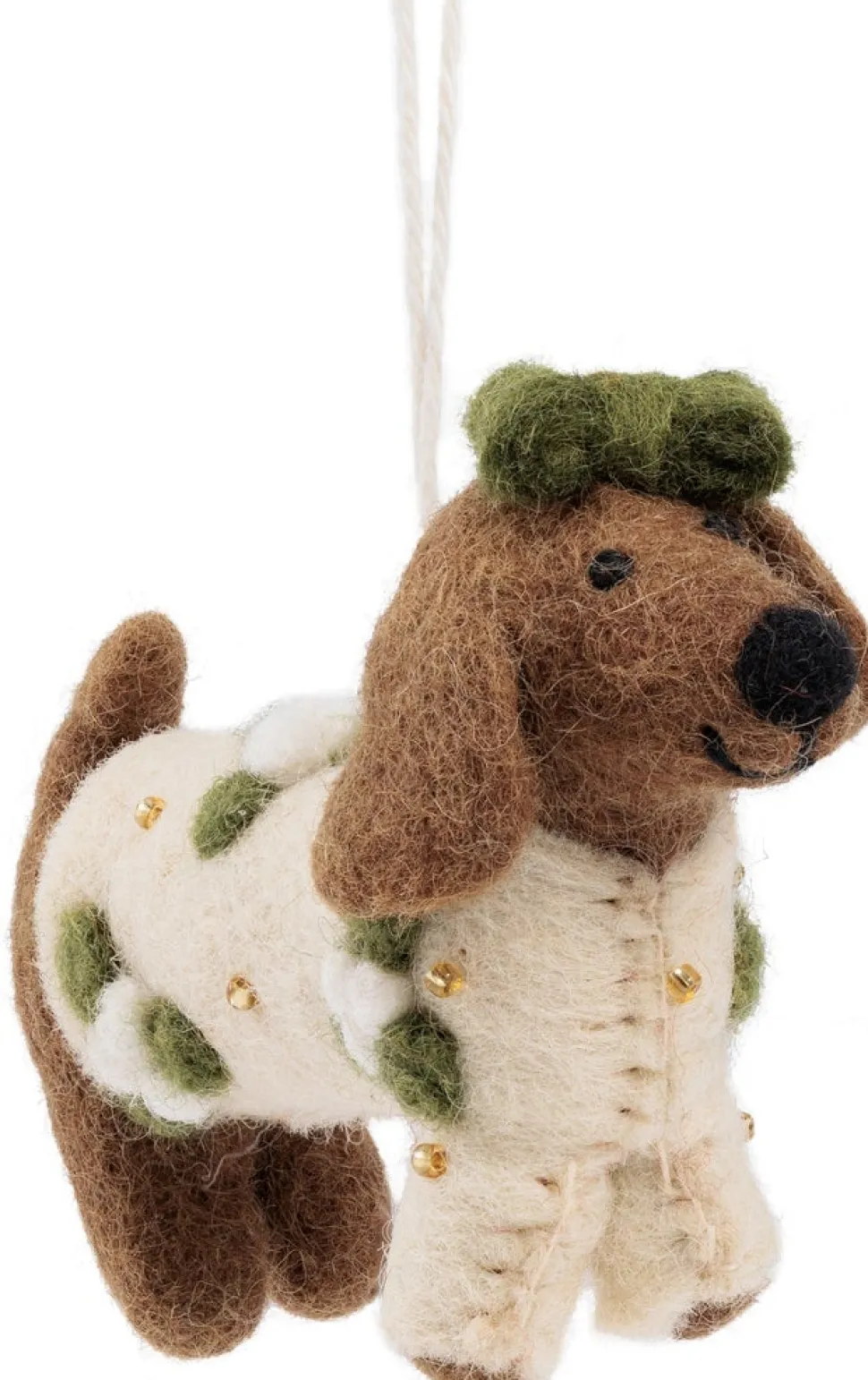 Sjaal met Verhaal Weihnachtsanhänger Dackel creme / braun 9 x 4 x 13 cm