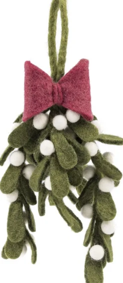 Sjaal met Verhaal Weihnachtsanhänger Mistel grün / weiß / rot 26 x 14 x 5 cm