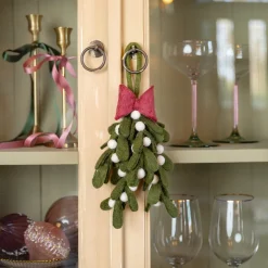 Sjaal met Verhaal Weihnachtsanhänger Mistel grün / weiß / rot 26 x 14 x 5 cm