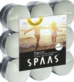 Spaas Citronella-Teelichter Ginger Love weiß 4,5 Std. 18 St. D 11,8 H 3,2 cm