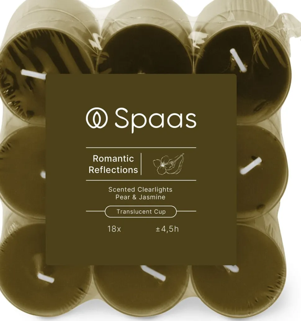 Spaas Duftkerze Essential collection Romantic Reflect grün 4,5 Std. D 3,5 H 1,6 cm 18 St.