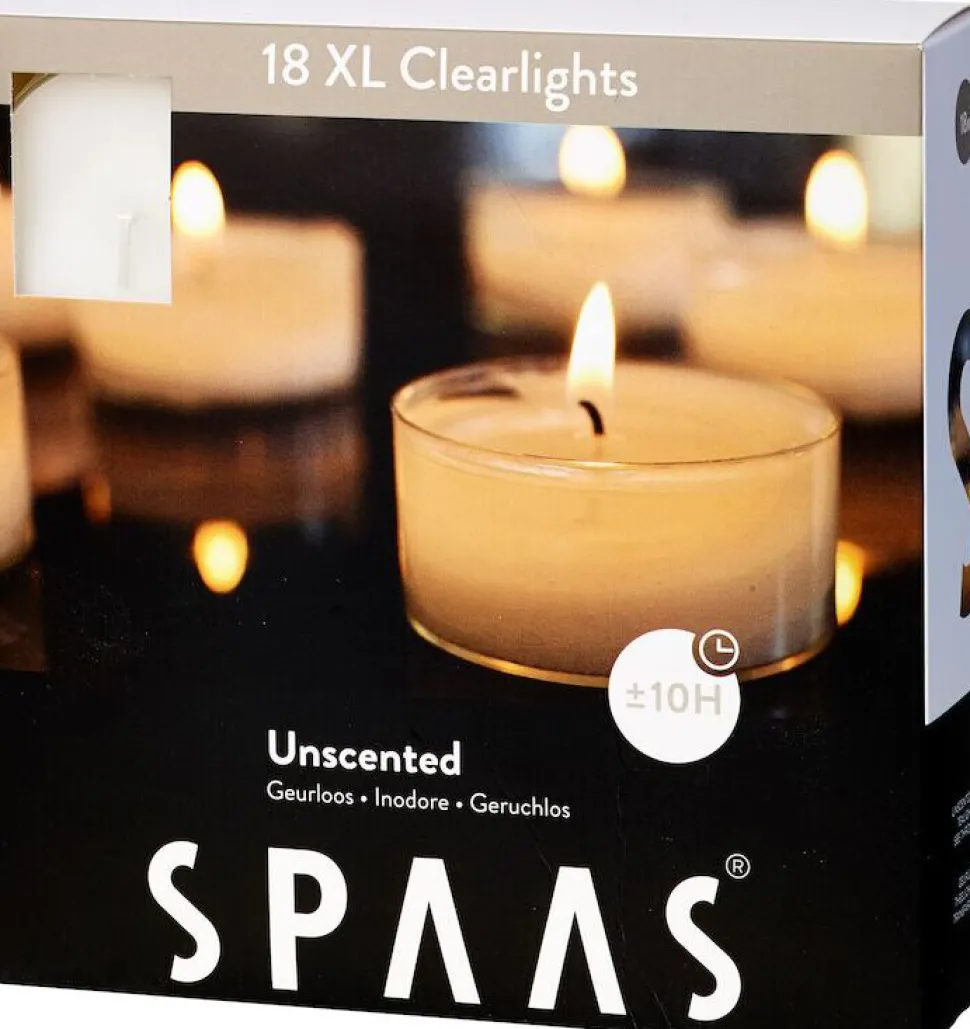 Spaas Maxi-Teelichter weiß / transparente Hülle 10 Std. 18 St.