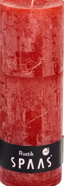 Spaas Stumpenkerze Rustic rot D 6,8 cm H 19 cm