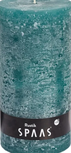 Spaas Stumpenkerze Rustic türkis D 10 cm H 20 cm