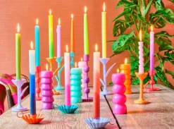 Stabkerze Triple dipped gelb/grün 7,5 Std. D 2,2 H 25 cm